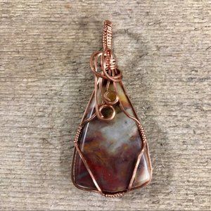 Jasper Copper Wrapped Necklace Pendant